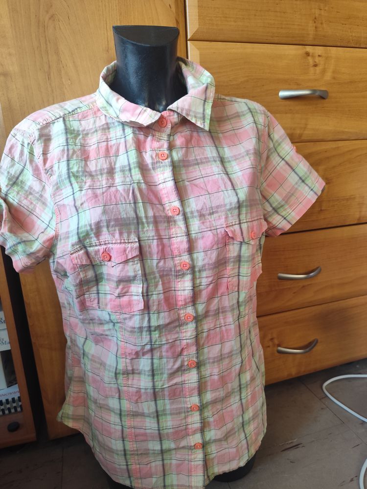 H&M L.O.G.G. Women'S Short Sleeve Plaid Shirt