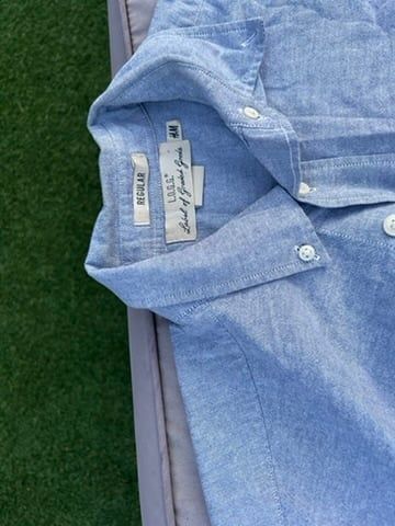 H&M Light Blue Oxford Regular Fit Shirt Medium image 2