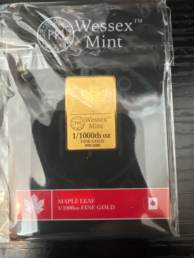 Wessex Mint Maple Leaf 1/1000Th Oz Fine Gold Bar