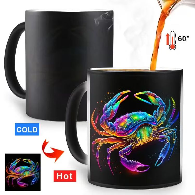 Celestial Cancer Zodiac Magic Color Changing Ceramic Coffee Mug – Galaxy Starry Night Heat-Sensitive Cup (M1039) image 2