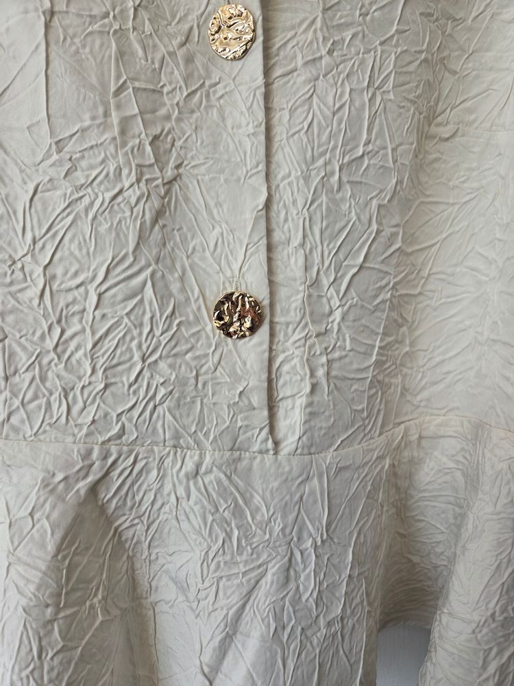 Little Mistress Cream Textured Blouse 2