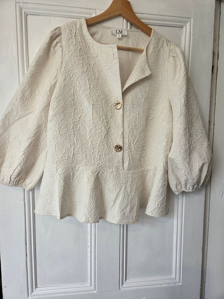 Little Mistress Little Mistress Cream Textured Blouse product image