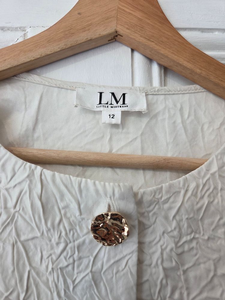 Little Mistress Cream Textured Blouse 5