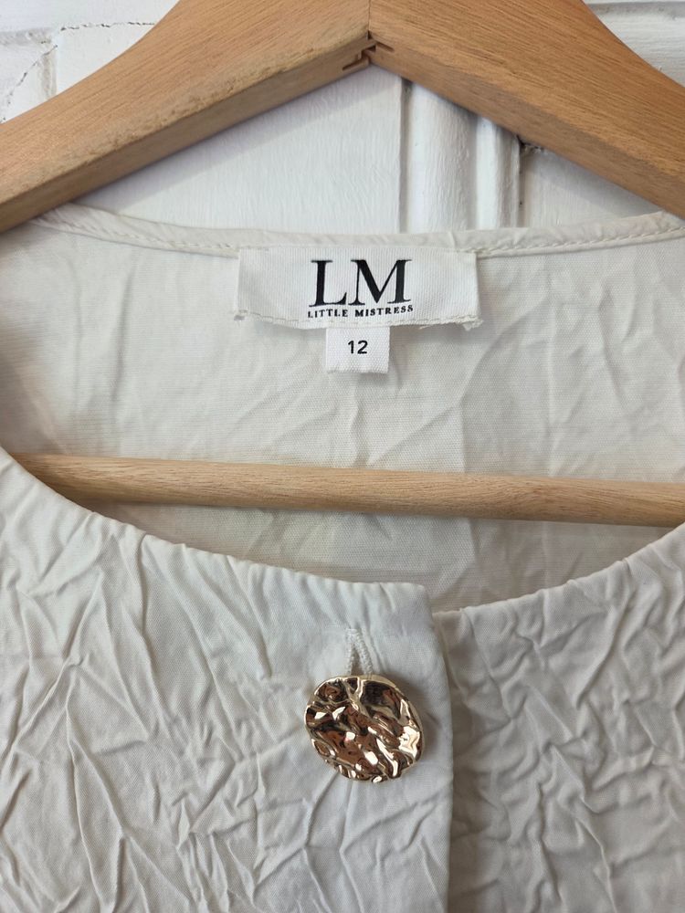 Little Mistress Cream Textured Blouse 6