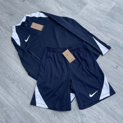 Nike Dri Fit Strike Half Zip Track Top and Shorts Set Football Running - Obsidian Navy