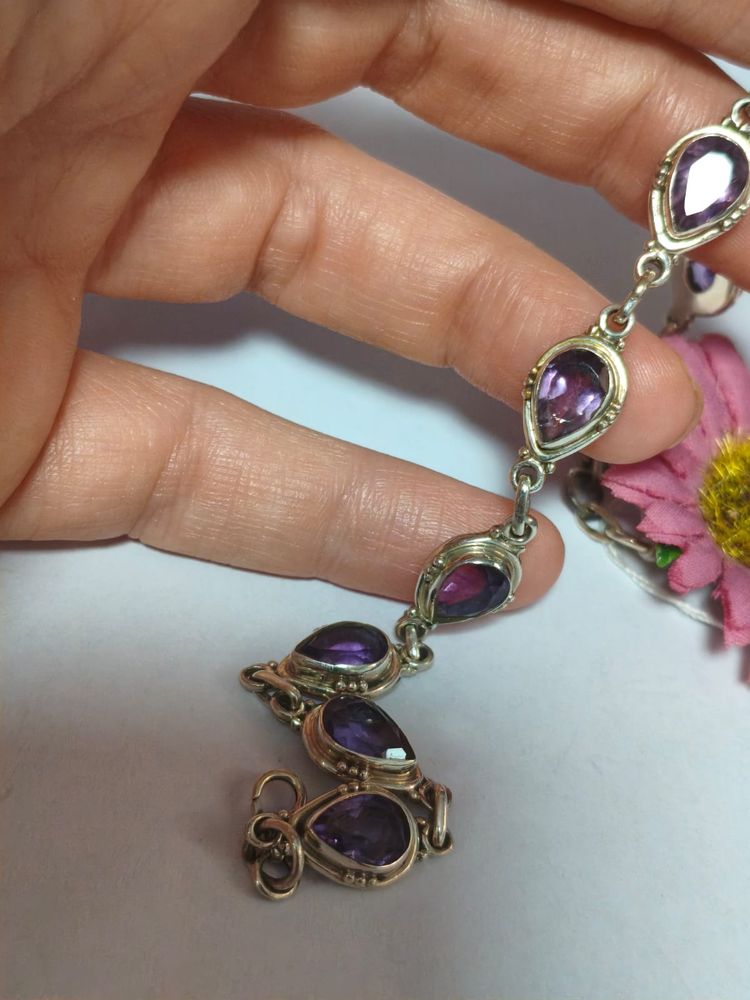 Immagine di Pulsera plata de LEY 925 - AMATISTA- 22CM  2