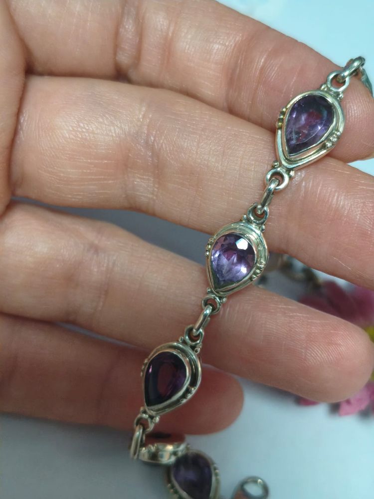 Immagine di Pulsera plata de LEY 925 - AMATISTA- 22CM  3