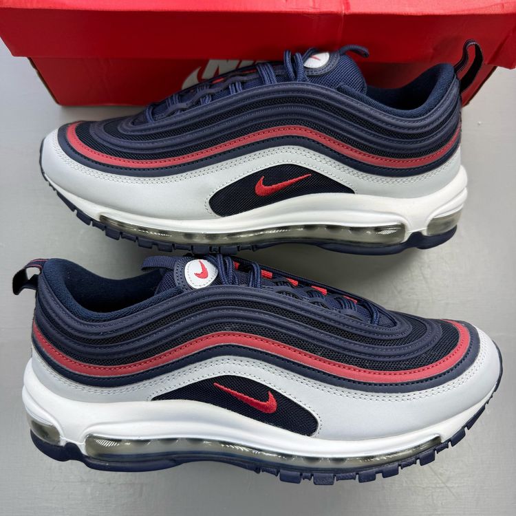 Nike Air Max 97 Size UK 8 USA Midnight Navy Track Red Men's Trainers 921826-405 imagen 7