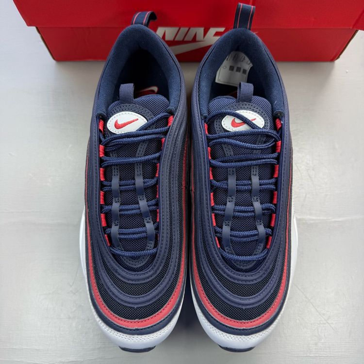 Nike Air Max 97 Size UK 8 USA Midnight Navy Track Red Men's Trainers 921826-405 imagen 2