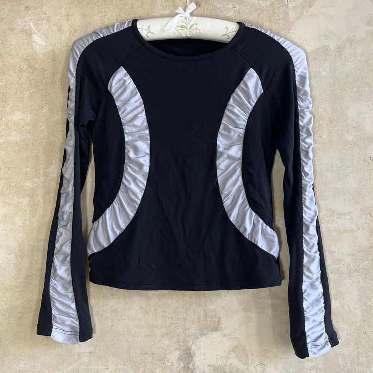 Black Long Sleeve Top With Panels