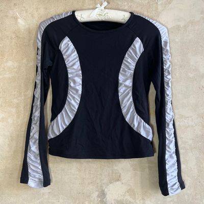 Black Long Sleeve Top With Panels