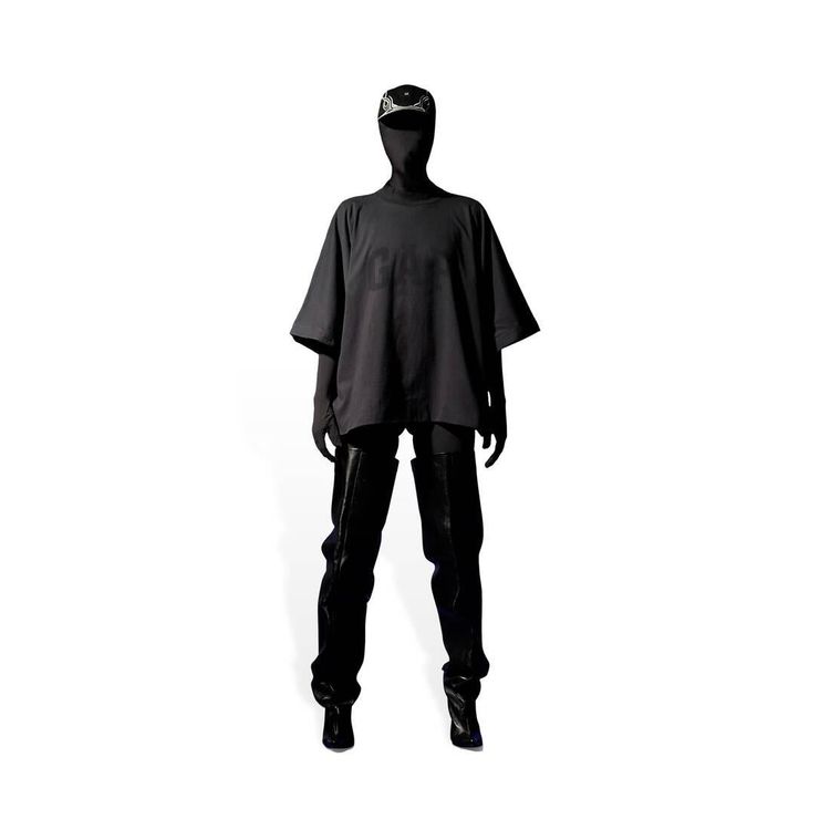 Yeezy x GAP x Balenciaga Black No Seam Dove Logo Oversized T-Shirt imagen 9