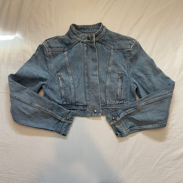Y2k Chic Light Denim Cropped Mini Jacket obraz 3