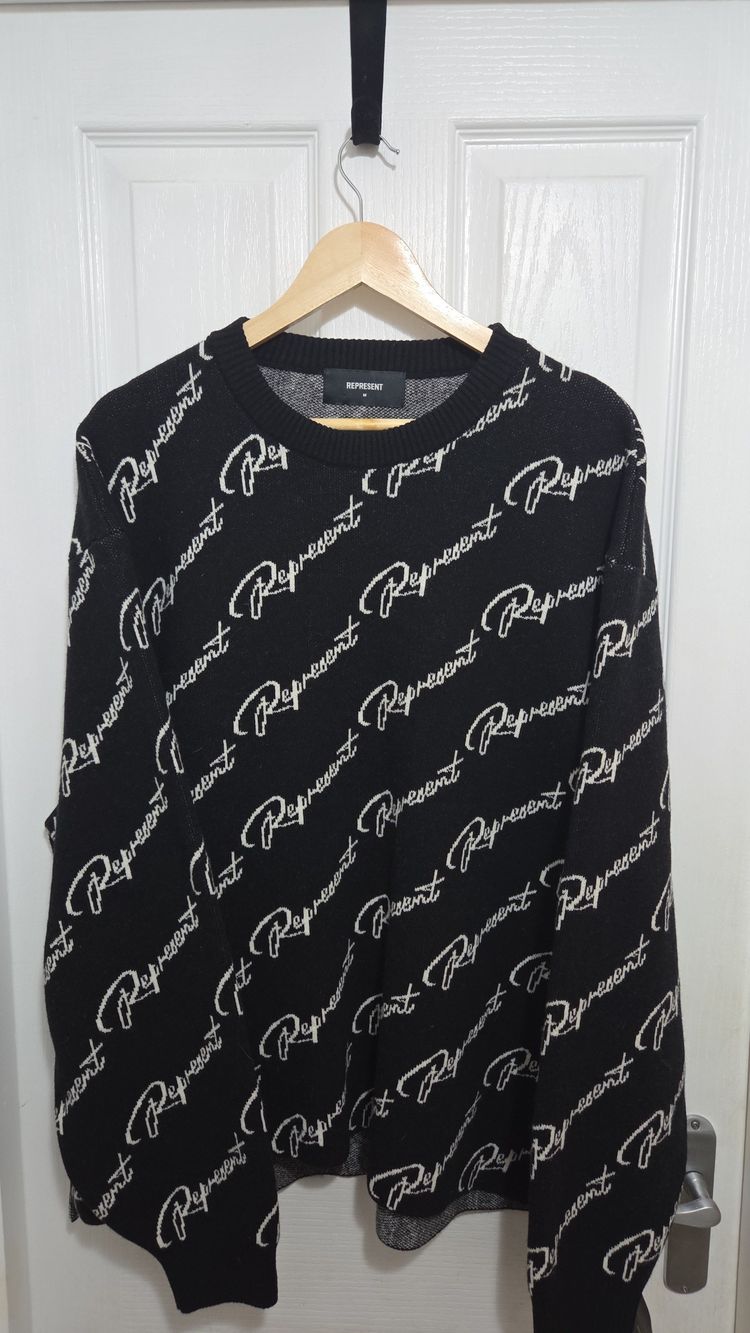 Represent Black Monogram Wool Sweater Medium image 1