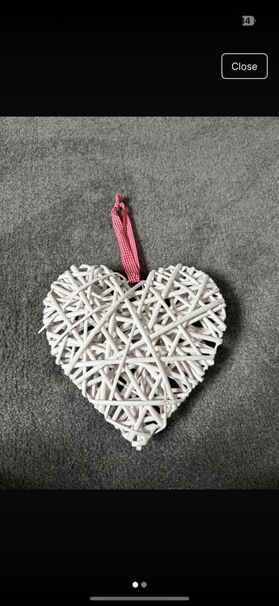 white woven heart decoration