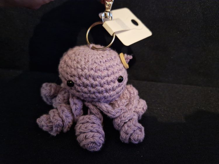 Crocheted lilac Octopus Keychain