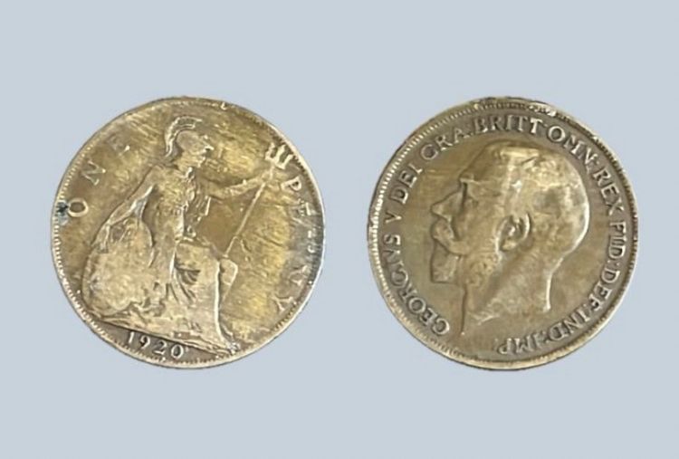 UK 1920 King George V ERROR coin - improper alloy