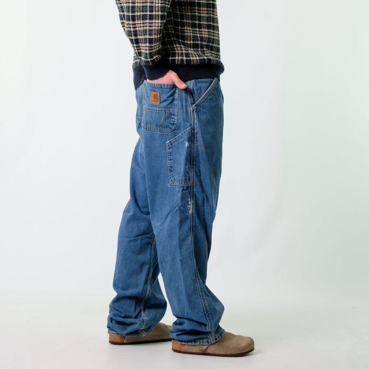 Blue y2ks Carhartt Denim Carpenter Baggy Jeans Pants (38x34)
