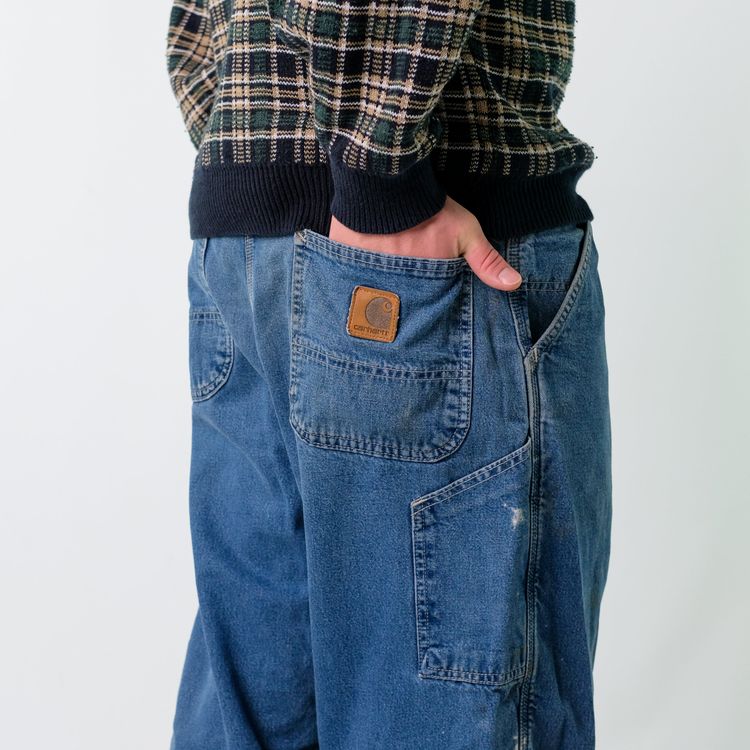 Blue y2ks Carhartt Denim Carpenter Baggy Jeans Pants (38x34) image 4