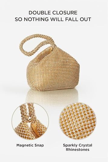 Gold Crystal Rhinestone Handbag obraz 3