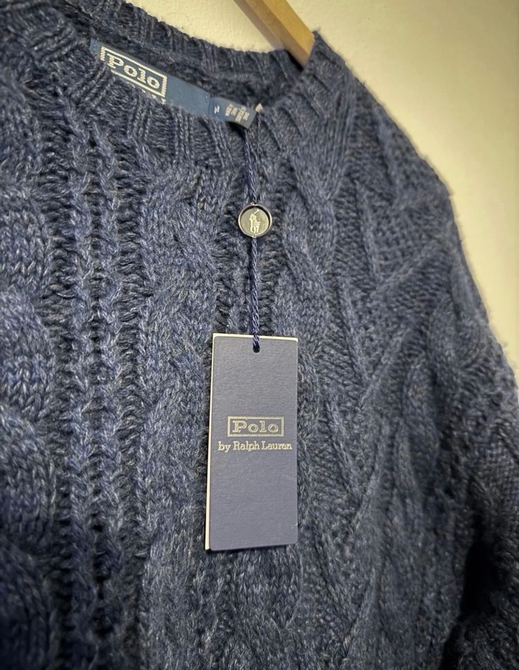 Polo Ralph Lauren Navy Cable Knit Jumper Sweater Cashmere Blend Size M NWT 3
