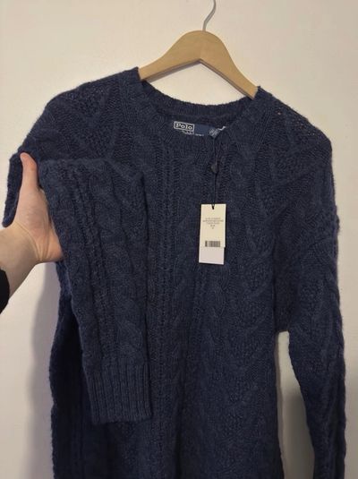 Polo Ralph Lauren Navy Cable Knit Jumper Sweater Cashmere Blend Size M NWT 5