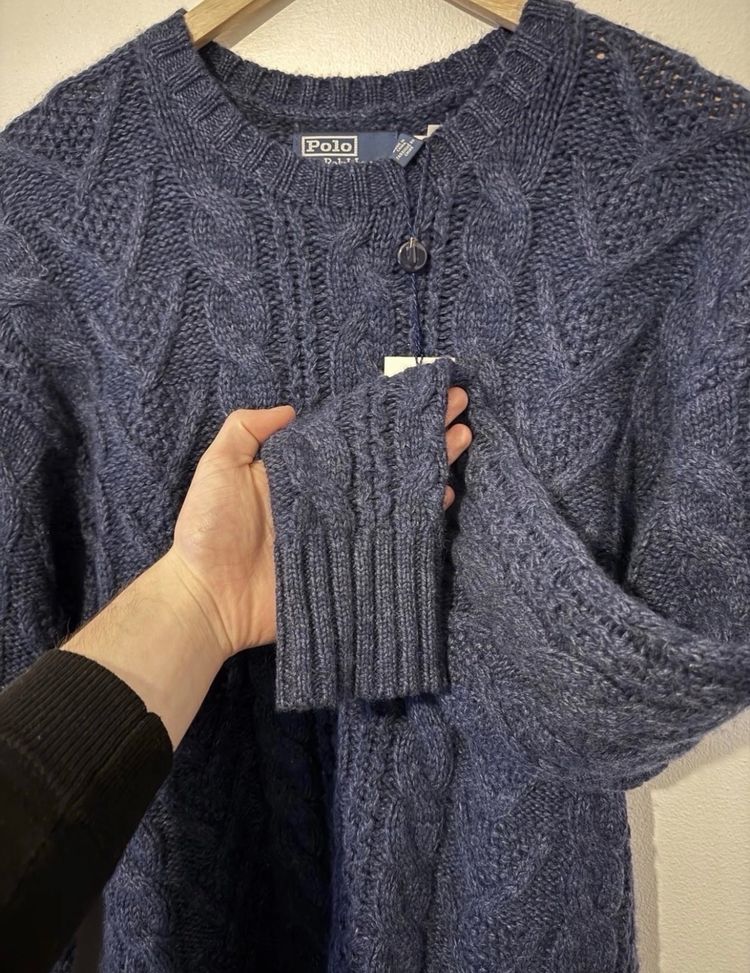 Polo Ralph Lauren Navy Cable Knit Jumper Sweater Cashmere Blend Size M NWT 6