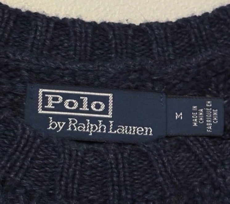 Polo Ralph Lauren Navy Cable Knit Jumper Sweater Cashmere Blend Size M NWT 4