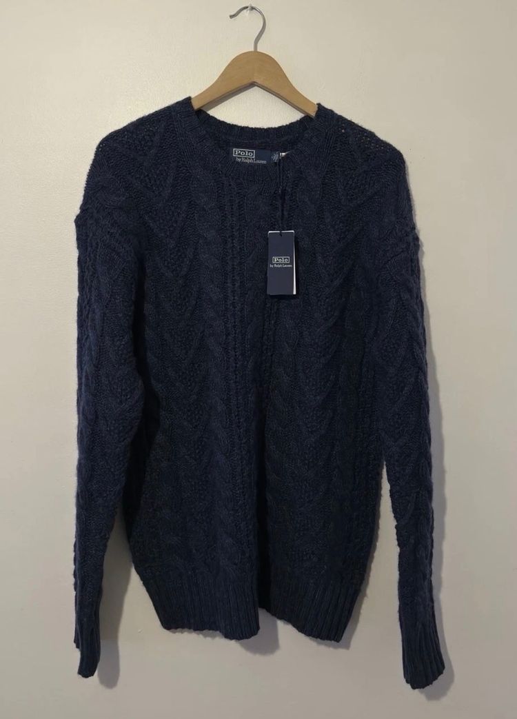 Polo Ralph Lauren Polo Ralph Lauren Navy Cable Knit Jumper Sweater Cashmere Blend Size M NWT product image