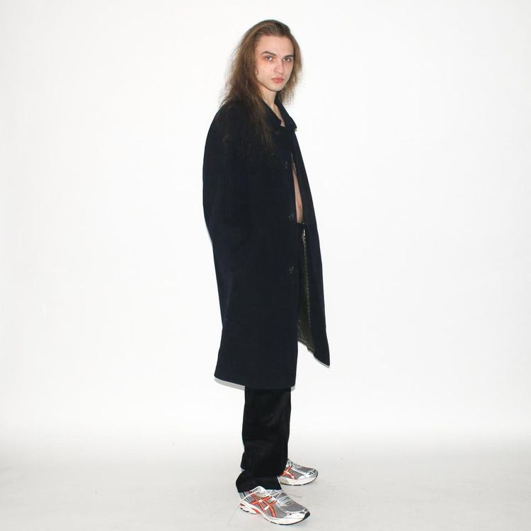 Vintage 90s BUGATTI classic warm mac trench coat in navy blue 2