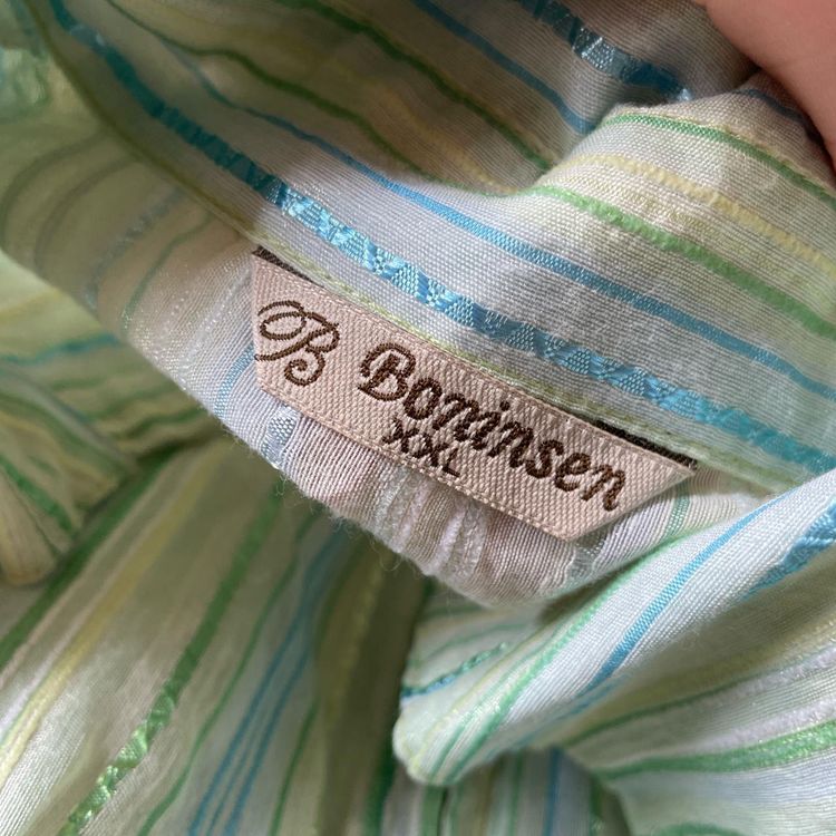 90s 00s dual zip shirt with green and blue stripes   imagen 4