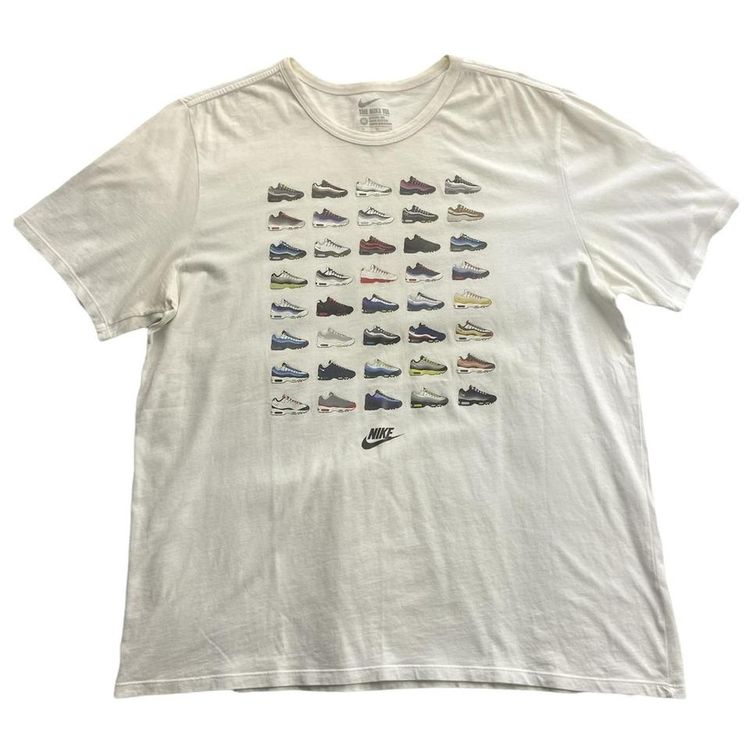 Nike Nike Air Max 95 Tee, white in colour with a graphic on the chest of every Nike Air Max 95 ever made, product image