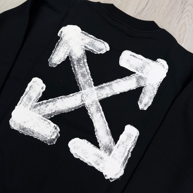 Off White Men’s Black Crewneck Jumper - Oversized Fit image 2