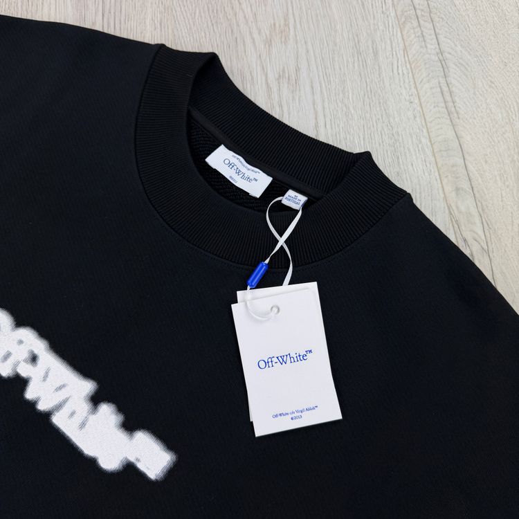 Off White Men’s Black Crewneck Jumper - Oversized Fit image 4