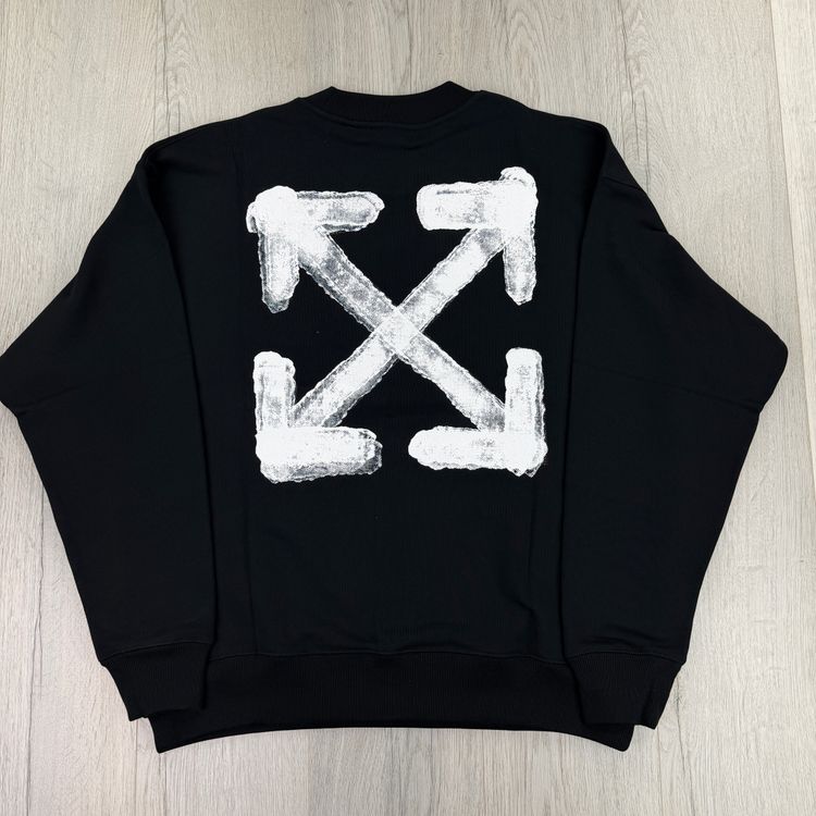 Off White Men’s Black Crewneck Jumper - Oversized Fit image 3