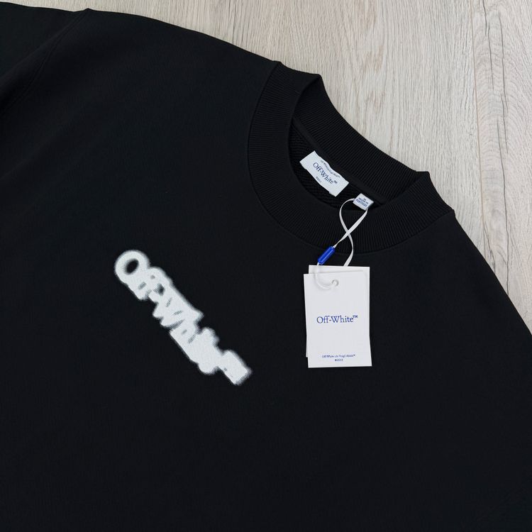Off White Men’s Black Crewneck Jumper - Oversized Fit image 6
