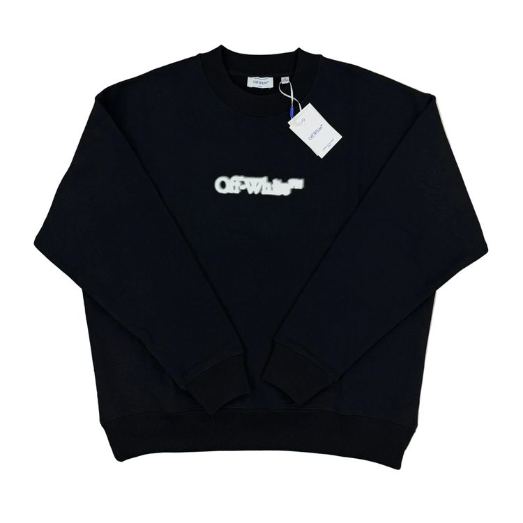 Off White Men’s Black Crewneck Jumper - Oversized Fit image 1