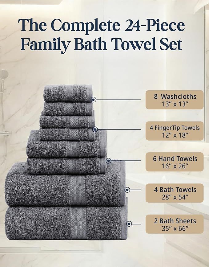 24-Piece Family Bath Towel Set 3