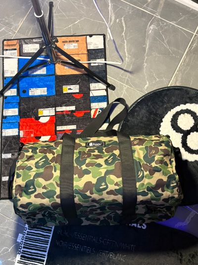 A Bathing Ape Camo Duffle Bag