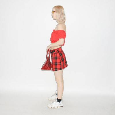 Vintage Y2K cute off-shoulder top in red 2