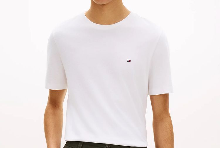 Tommy Hilfiger White Flag Embroidery Crew Neck T-Shirt RRP £35