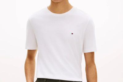 Tommy Hilfiger White Flag Embroidery Crew Neck T-Shirt RRP £35