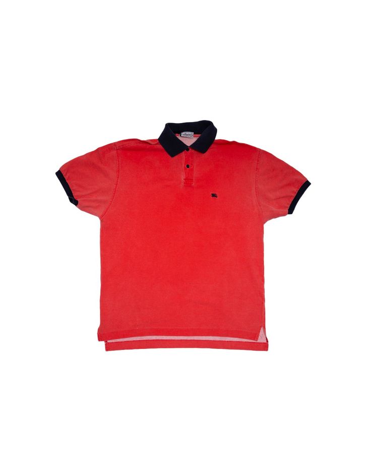 Burberrys Red Polo Shirt With Black Collar And Cuffs