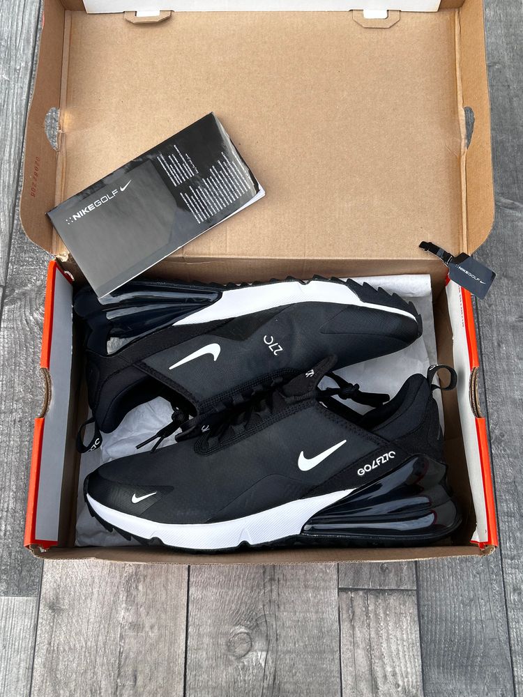 Nike Air Max 270 Golf Waterproof Trainers - ‘Black White’ - Size UK 9.5  obraz 10