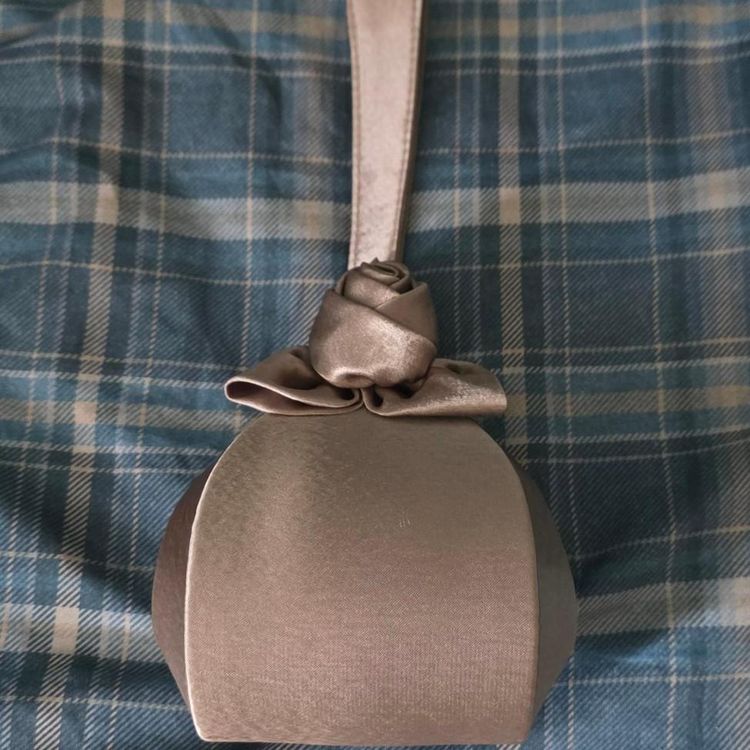 Small Satin Wristlet Bag With Rose Detail image 3