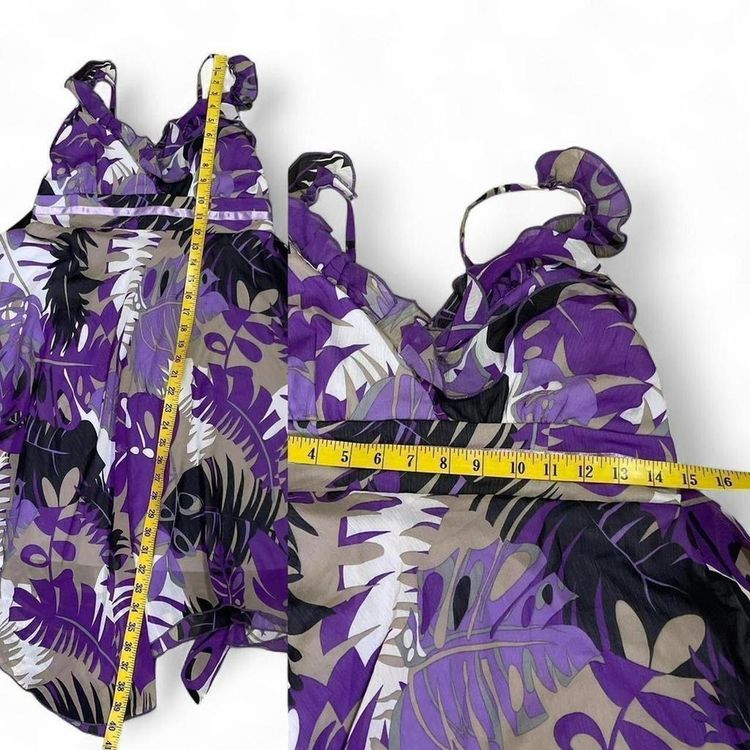 Y2K Purple Floral Sleeveless Asymmetrical Dress size M 8