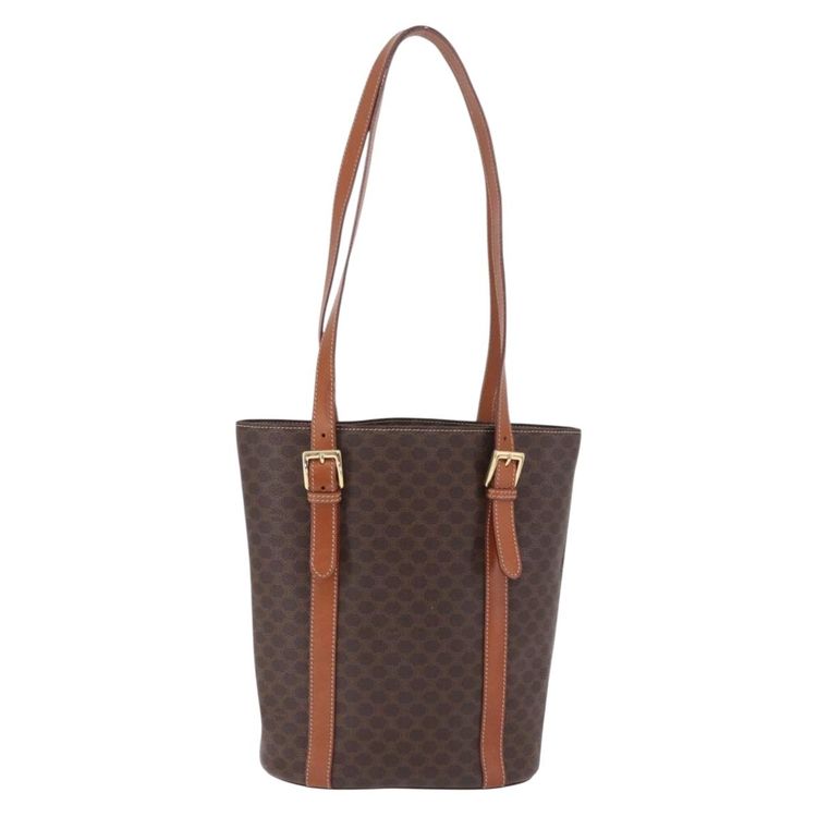 CELINE Macadam Canvas Shoulder Bag PVC Leather Brown Gold Auth BA16692 - Jerrillo image 3