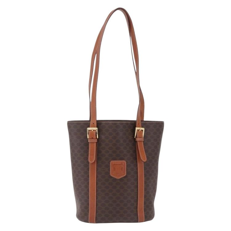 CELINE Macadam Canvas Shoulder Bag PVC Leather Brown Gold Auth BA16692 - Jerrillo image 2