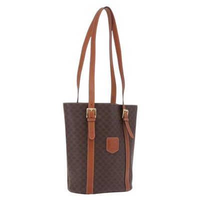 CELINE Macadam Canvas Shoulder Bag PVC Leather Brown Gold Auth BA16692 - Jerrillo