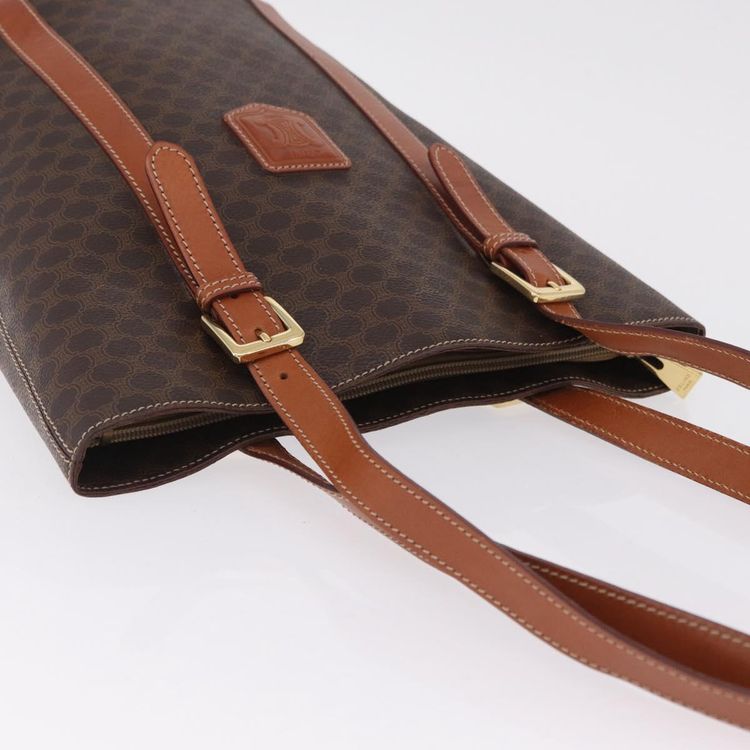 CELINE Macadam Canvas Shoulder Bag PVC Leather Brown Gold Auth BA16692 - Jerrillo image 6